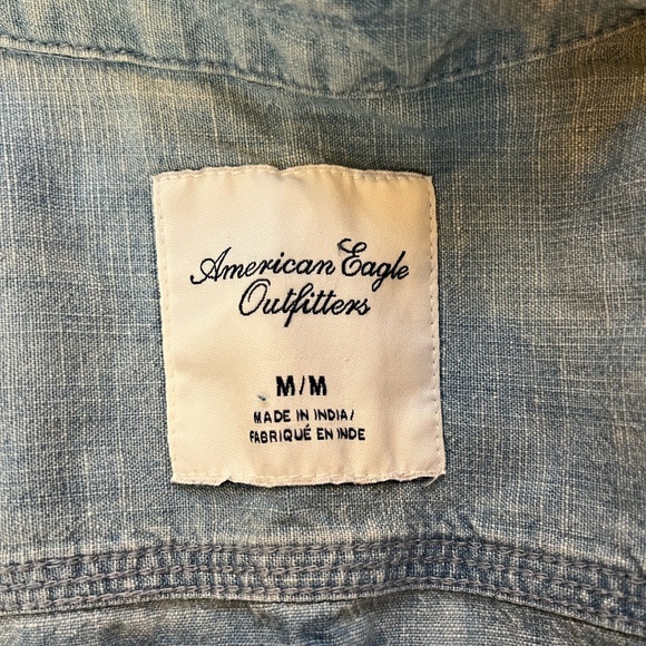 American Eagle Outfitters, studded denim, button-down shirt, women’s medium - Picture 2 of 5
